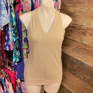 White House Black Market Cream Fitted Halter Tank Top